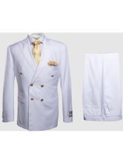  Rossiman White Mens Suit Double Breasted Slim Fit