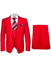  Rossiman Red Mens Suit Double Breasted Slim Fit