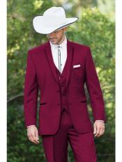  SKU#JA60892 Country Tuxedos For Weddings Mens Western Traje Vaquero Suit - Burgundy