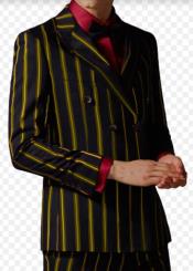  Black and Gold Pinstripe Double Breasted Suit