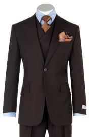 Stacy Adams Men's Brown Square 3 Piece Suit Peak Lapel SM170H1-10