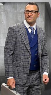  Gray Plaid - Vested Suits - Statement Brand - Vested Suits Wool