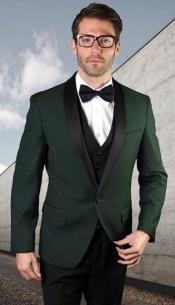  Hunter Green Tuxedo Plus Black Pants and Black Vest - Wedding and