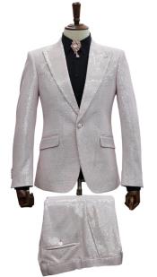  Mens 1 Button Slim Fit Peak Lapel Suit LPink