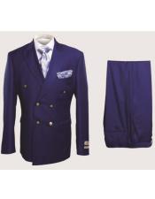 Rossi Man Royal Blue Mens Double Breasted Slim-fit Suit Gold Buttons