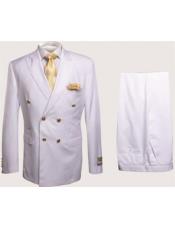 Rossi Man White Mens Double Breasted Suit Slim-fit Flat