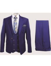 Rossi Man Men's Royal Blue Slim-fit Suit Double Breasted suit