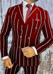  Burgundy Pinstripe Suit - Mens 1920s Gangster Pinstripe Suit - Chalk Pinstripe