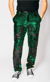  Mens Sequin Pants - Emerald Green Dress Party Pants