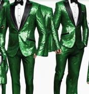  Sequin Suit - Shiny Suit - Emerald Green Suit - Metallic Fabric