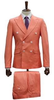  Double Breasted Suit - Mens Summer Salmon Suit Perfect for Formal Event