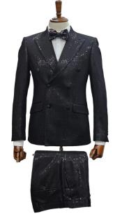  Double Breasted Suit - Mens Summer Black Suit Perfect for Formal Event