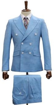  Double Breasted Suit - Mens Summer Light Blue Suit Perfect for Formal Event