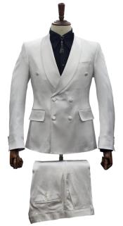  Double Breasted Suit - Mens Summer White Suit Perfect for Formal Event