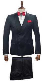  Double Breasted Suit - Mens Summer Black Suit Perfect for Formal Event