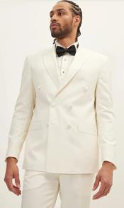  Ivory Wedding Double Breasted Suit - Cream Off White Double Breasted Tuxedo