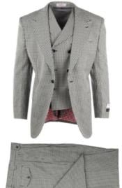  Houndstooth Suit - Classic Fit Suit - Wide Leg Pants - 100%