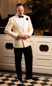  Ivory Double Breasted Tuxedo Dinner Jacket - Cream Dinner Jacket - Off