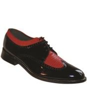 1920s Dress Shoe - Black and Red Wingtip Shoe - Vintage Old