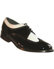  1920s Dress Shoe - Black White Wingtip Shoe - Vintage Old School