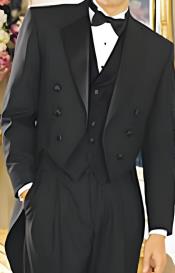  Tailcoat Tuxedo - Formal Tailcoat with Pants and Vest Black Color For