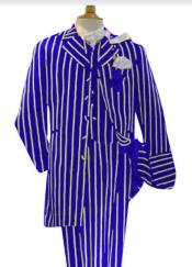  Pinstripe Zoot Suit - Royal Blue and White Pinstripe Gangster Suit -