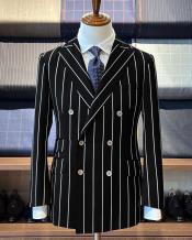  Black Pinstripe Suit - Gangster Suit - 1920s Suit - Double Breasted