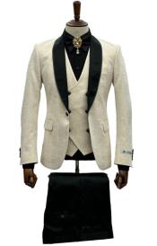  Ivory Wedding Suit - Cream Tuxedo Suit - Ivory Dinner Jacket Plus Pants