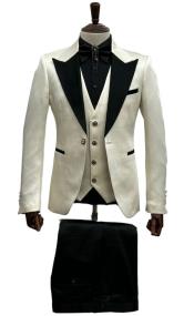  Ivory Wedding Suit - Cream Tuxedo Suit Slim Fit - Ivory Dinner Jacket Plus Pants