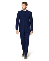  Navy Blue Wedding Tuxedo Suit Color - Groom Suit Banded Collar Mandarin