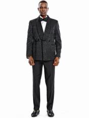  Paisley Blazer - Prom Tuxedo Dinner Jacket - Black Color Shawl Collar